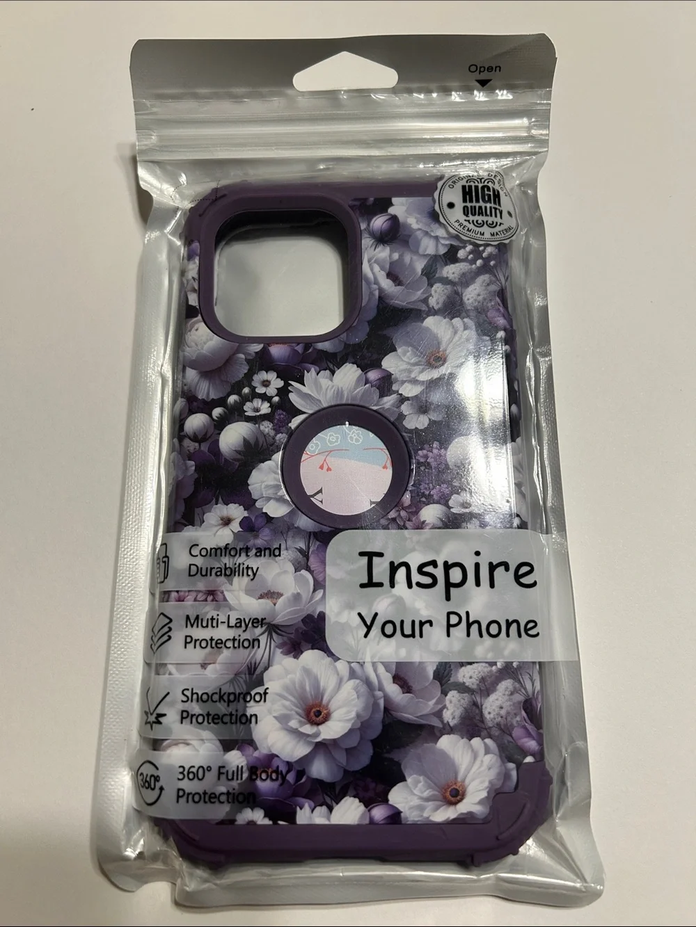 Floral Heavy Duty Phone Case for iPhone 13 Pro Max - Purple Floral shockproof